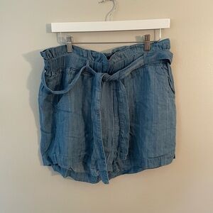 Thread and Supply Women's Chambray Paperbag Shorts Blue Size Large